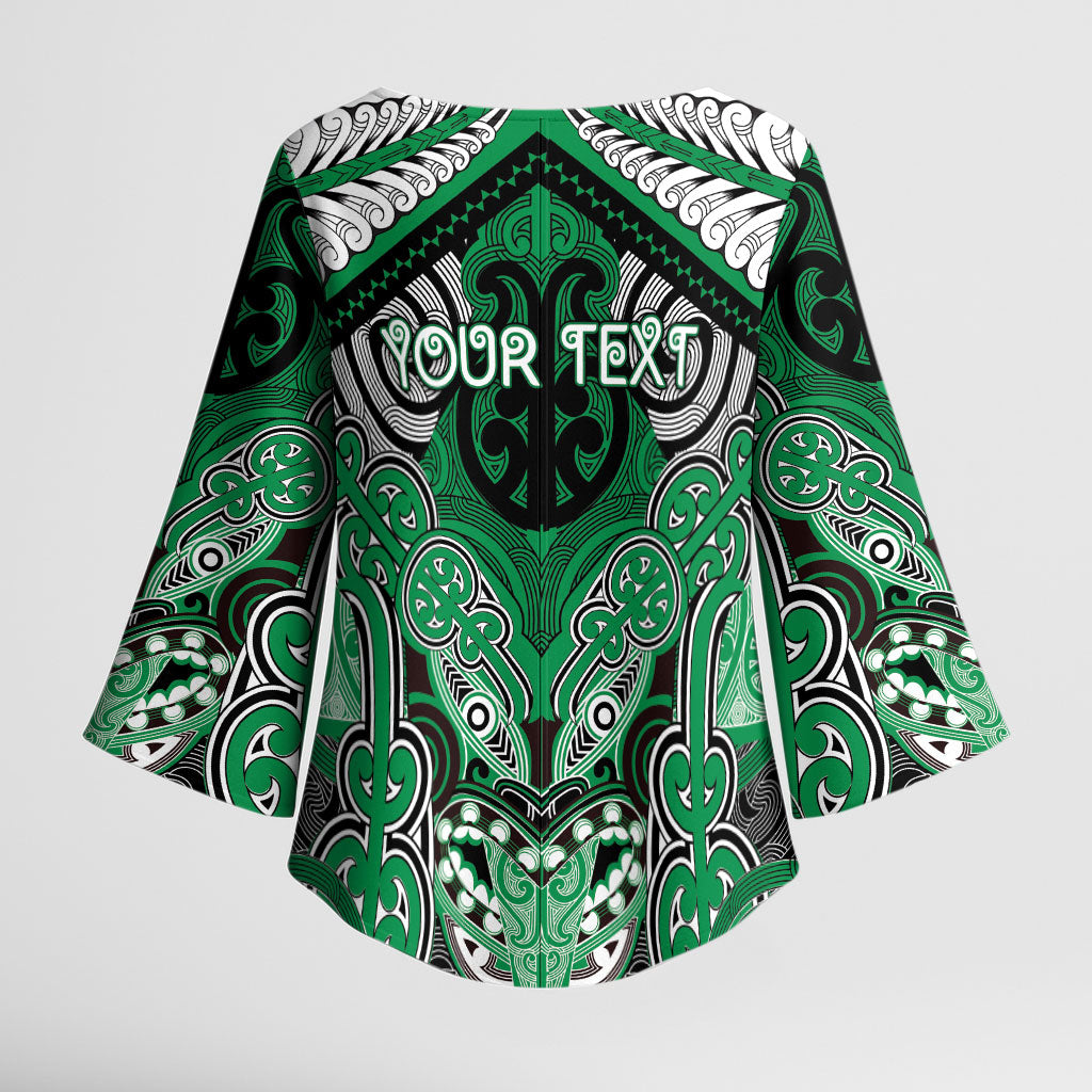 Aotearoa Iwi Ngai Tahu Personalised Kimono Sleeve Blouse Maori Kowhaiwhai Pattern LT19 - Polynesian Pride