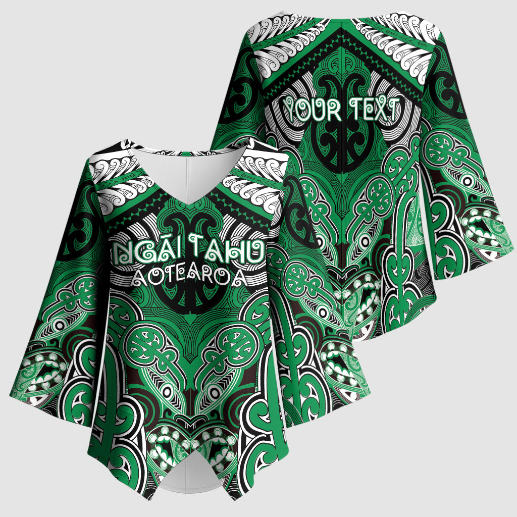 Aotearoa Iwi Ngai Tahu Personalised Kimono Sleeve Blouse Maori Kowhaiwhai Pattern LT19 - Polynesian Pride