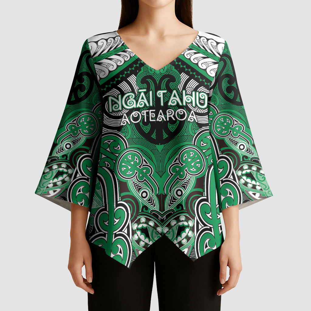 Aotearoa Iwi Ngai Tahu Personalised Kimono Sleeve Blouse Maori Kowhaiwhai Pattern LT19 - Polynesian Pride