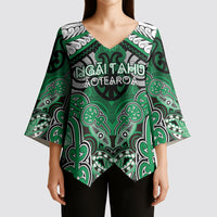 Aotearoa Iwi Ngai Tahu Personalised Kimono Sleeve Blouse Maori Kowhaiwhai Pattern LT19 - Polynesian Pride