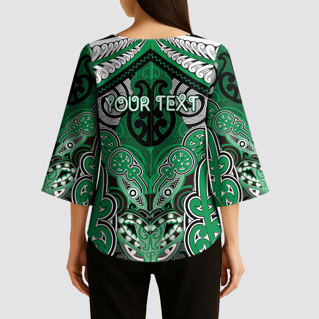 Aotearoa Iwi Ngai Tahu Personalised Kimono Sleeve Blouse Maori Kowhaiwhai Pattern LT19 - Polynesian Pride