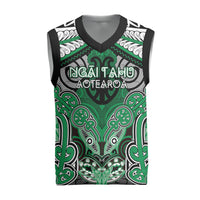Aotearoa Iwi Ngai Tahu Personalised Christmas Knitted V-Neck Vest Maori Kowhaiwhai Pattern LT19 Green - Polynesian Pride