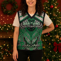 Aotearoa Iwi Ngai Tahu Personalised Christmas Knitted V-Neck Vest Maori Kowhaiwhai Pattern LT19 - Polynesian Pride