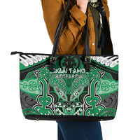 Aotearoa Iwi Ngai Tahu Leather Tote Bag Maori Kowhaiwhai Pattern LT19 - Polynesian Pride