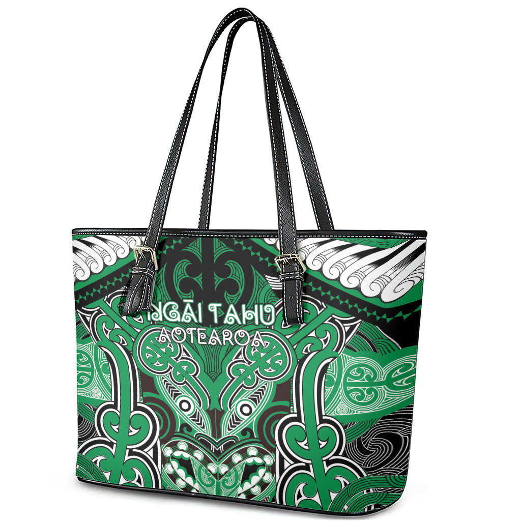 Aotearoa Iwi Ngai Tahu Leather Tote Bag Maori Kowhaiwhai Pattern LT19 - Polynesian Pride