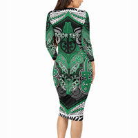 Aotearoa Iwi Ngai Tahu Personalised Long Sleeve Bodycon Dress Maori Kowhaiwhai Pattern LT19 - Polynesian Pride