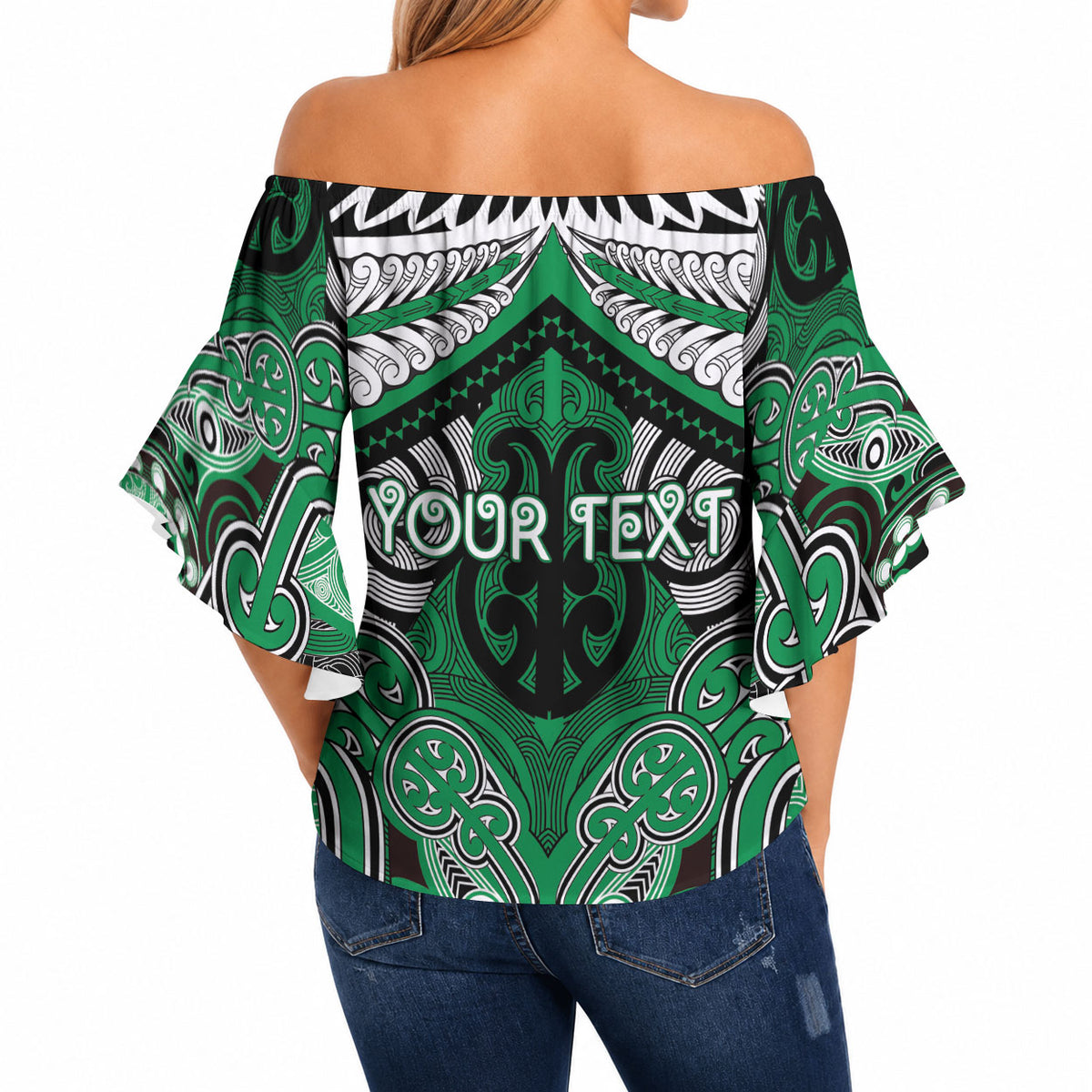 Aotearoa Iwi Ngai Tahu Personalised Off Shoulder Wrap Waist Top Maori Kowhaiwhai Pattern LT19 - Polynesian Pride