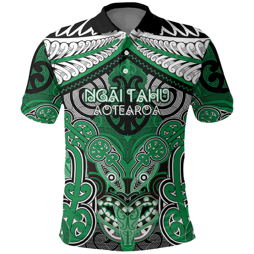 Aotearoa Iwi Ngai Tahu Personalised Polo Shirt Maori Kowhaiwhai Pattern LT19 Green - Polynesian Pride