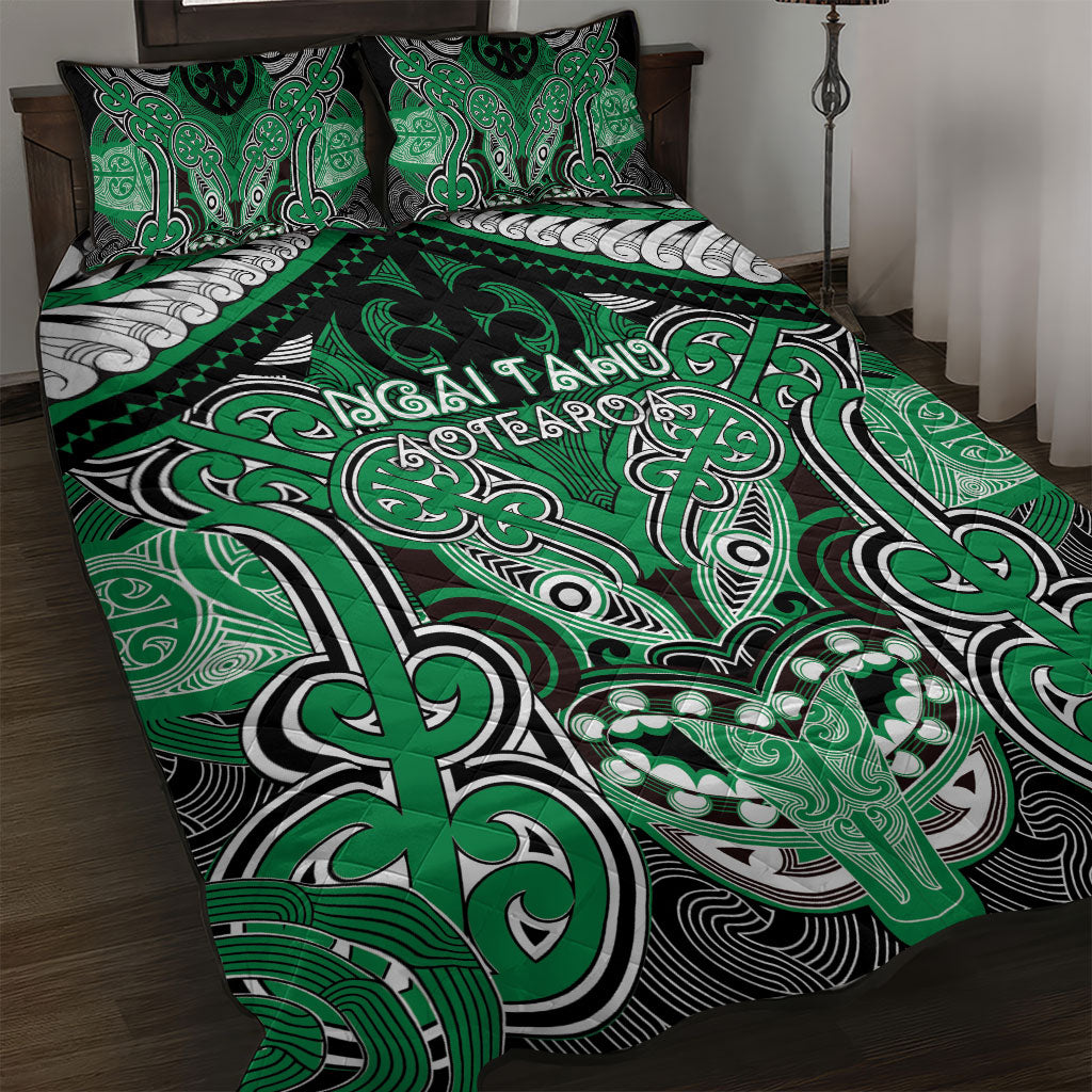 Aotearoa Iwi Ngai Tahu Quilt Bed Set Maori Kowhaiwhai Pattern LT19 Green - Polynesian Pride