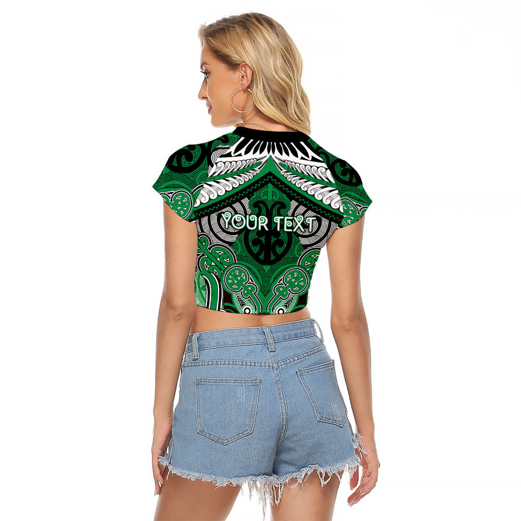 Aotearoa Iwi Ngai Tahu Personalised Raglan Cropped T Shirt Maori Kowhaiwhai Pattern LT19 - Polynesian Pride