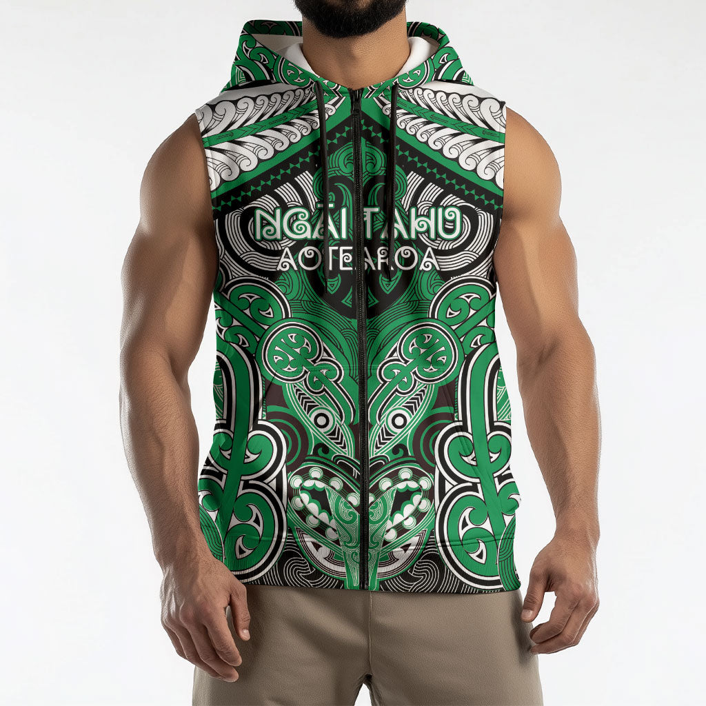Aotearoa Iwi Ngai Tahu Personalised Sleeveless Zip Hoodie Maori Kowhaiwhai Pattern LT19 - Polynesian Pride