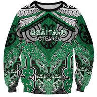 Aotearoa Iwi Ngai Tahu Personalised Sweatshirt Maori Kowhaiwhai Pattern LT19 Unisex Green - Polynesian Pride