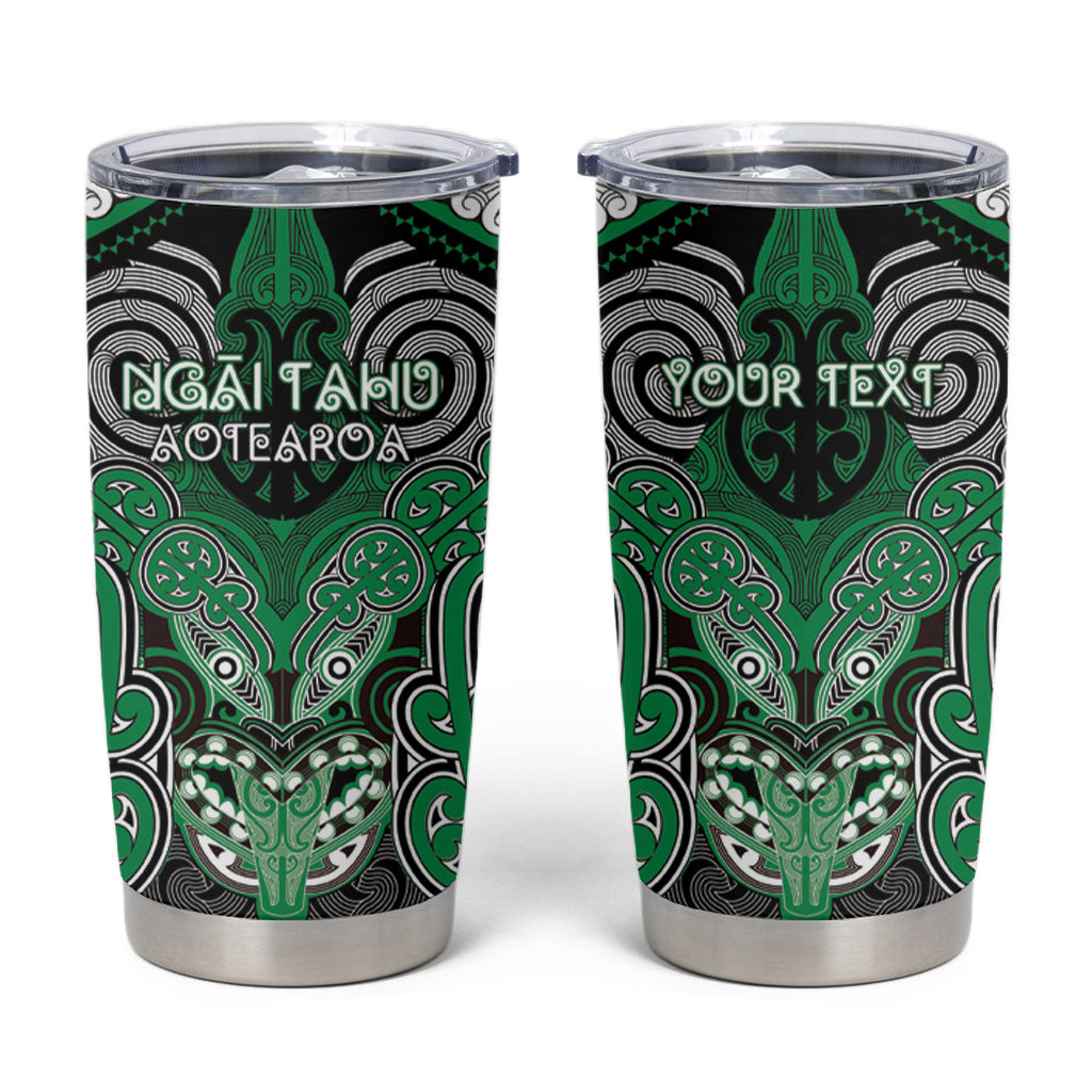 Aotearoa Iwi Ngai Tahu Personalised Tumbler Cup Maori Kowhaiwhai Pattern LT19 Green - Polynesian Pride