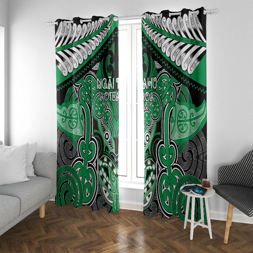 Aotearoa Iwi Ngai Tahu Window Curtain Maori Kowhaiwhai Pattern LT19 With Grommets Green - Polynesian Pride