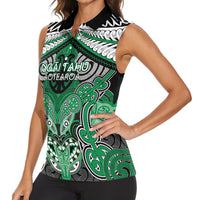 Aotearoa Iwi Ngai Tahu Personalised Women Sleeveless Polo Shirt Maori Kowhaiwhai Pattern LT19 - Polynesian Pride