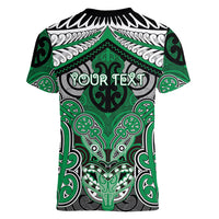 Aotearoa Iwi Ngai Tahu Personalised Women V-Neck T-Shirt Maori Kowhaiwhai Pattern LT19 - Polynesian Pride
