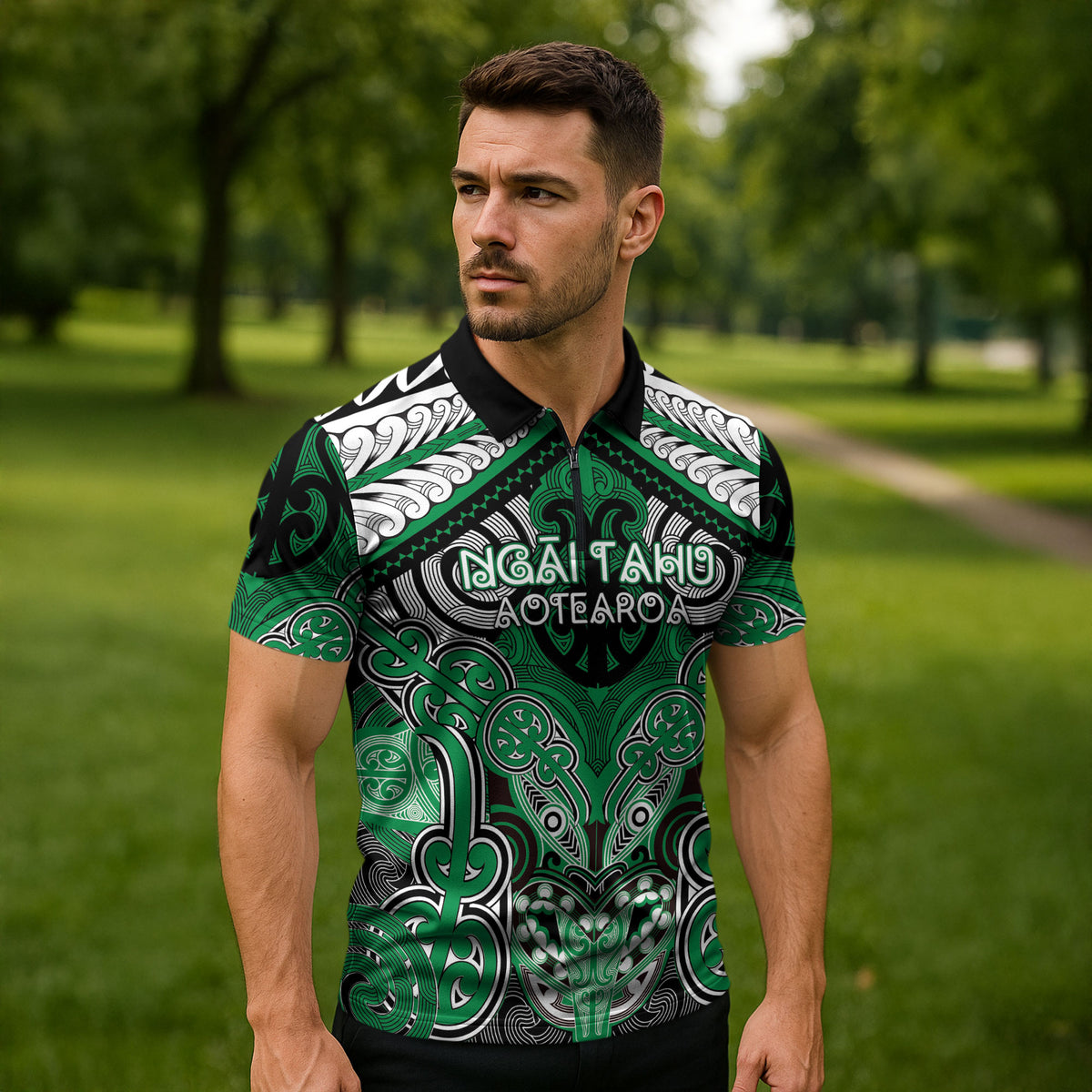 Aotearoa Iwi Ngai Tahu Personalised Zipper Polo Shirt Maori Kowhaiwhai Pattern LT19 - Polynesian Pride
