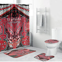 Aotearoa Iwi Te Arawa Bathroom Set Maori Kowhaiwhai Pattern LT19 Bathroom Set (4 pcs) Red - Polynesian Pride