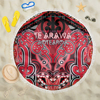 Aotearoa Iwi Te Arawa Beach Blanket Maori Kowhaiwhai Pattern LT19 One Size 150cm Red - Polynesian Pride