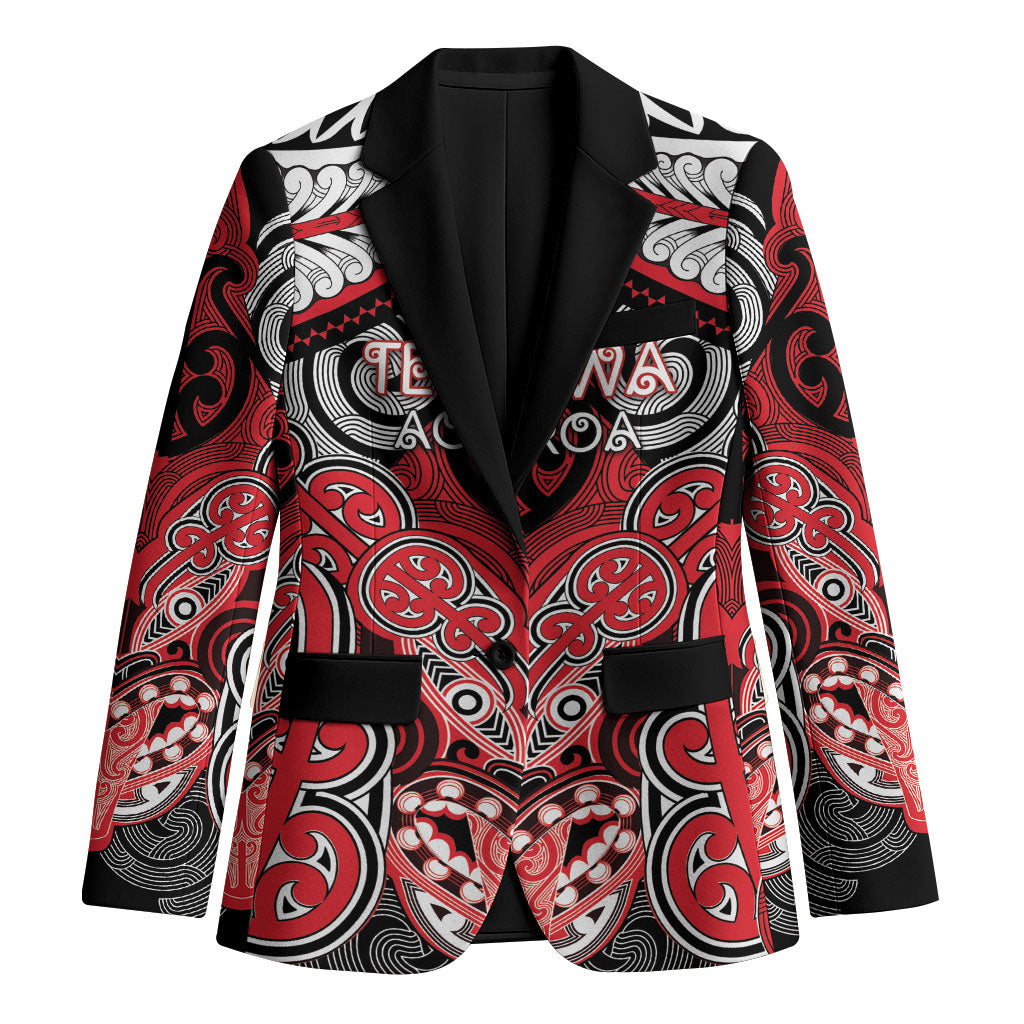 Aotearoa Iwi Te Arawa Personalised Blazer Maori Kowhaiwhai Pattern LT19 Unisex Red - Polynesian Pride