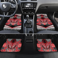 Aotearoa Iwi Te Arawa Personalised Car Mats Maori Kowhaiwhai Pattern LT19 Set 4pcs Red - Polynesian Pride