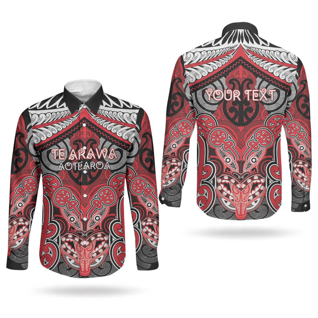 Aotearoa Iwi Te Arawa Personalised Couples Matching Long Sleeve Bodycon Dress and Long Sleeve Button Shirt Maori Kowhaiwhai Pattern LT19 - Polynesian Pride