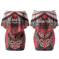 Aotearoa Iwi Te Arawa Personalised Couples Matching Off Shoulder Short Dress and Long Sleeve Button Shirt Maori Kowhaiwhai Pattern LT19 - Polynesian Pride