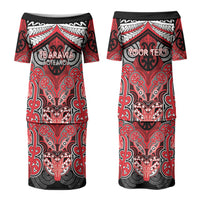 Aotearoa Iwi Te Arawa Personalised Couples Matching Puletasi and Long Sleeve Button Shirt Maori Kowhaiwhai Pattern LT19 - Polynesian Pride