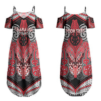 Aotearoa Iwi Te Arawa Personalised Couples Matching Summer Maxi Dress and Long Sleeve Button Shirt Maori Kowhaiwhai Pattern LT19 - Polynesian Pride