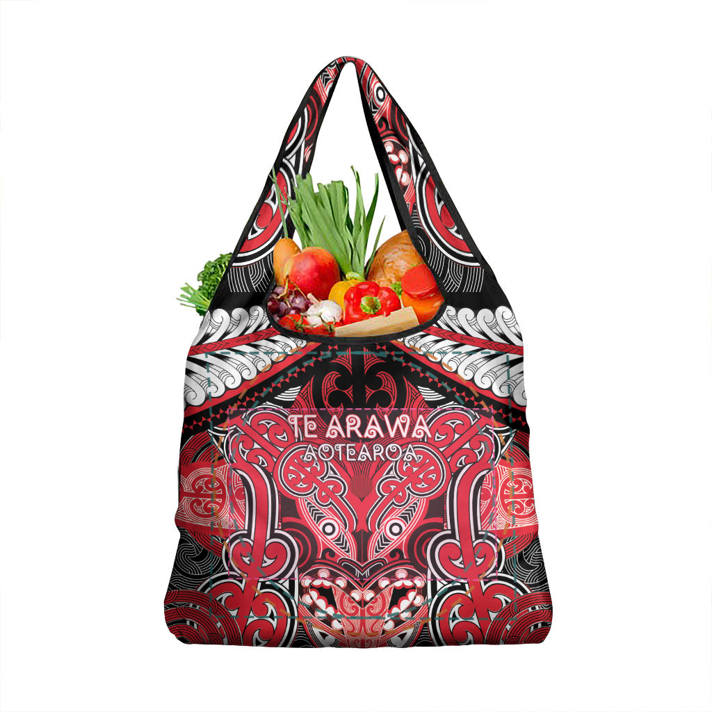 Aotearoa Iwi Te Arawa Grocery Bag Maori Kowhaiwhai Pattern LT19 1-pack One Size Red - Polynesian Pride