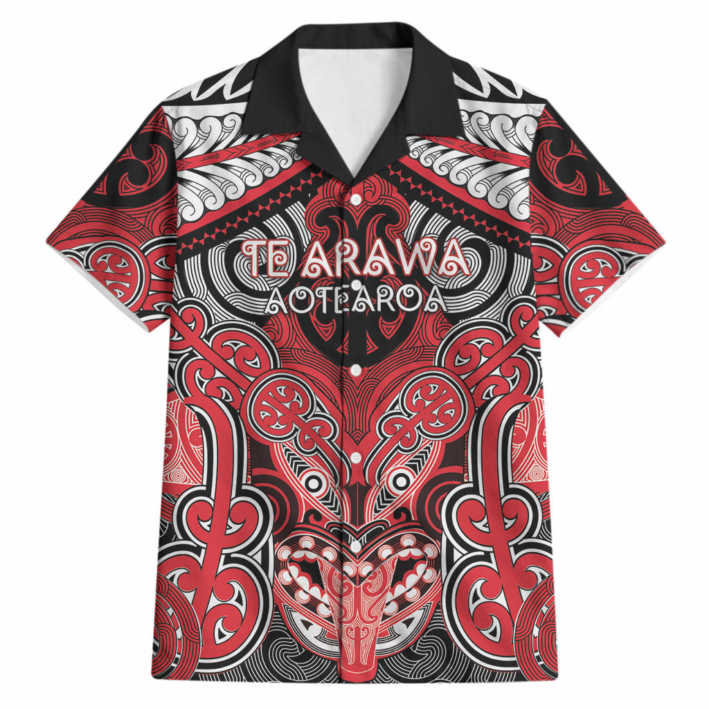 Aotearoa Iwi Te Arawa Personalised Hawaiian Shirt Maori Kowhaiwhai Pattern LT19 Red - Polynesian Pride