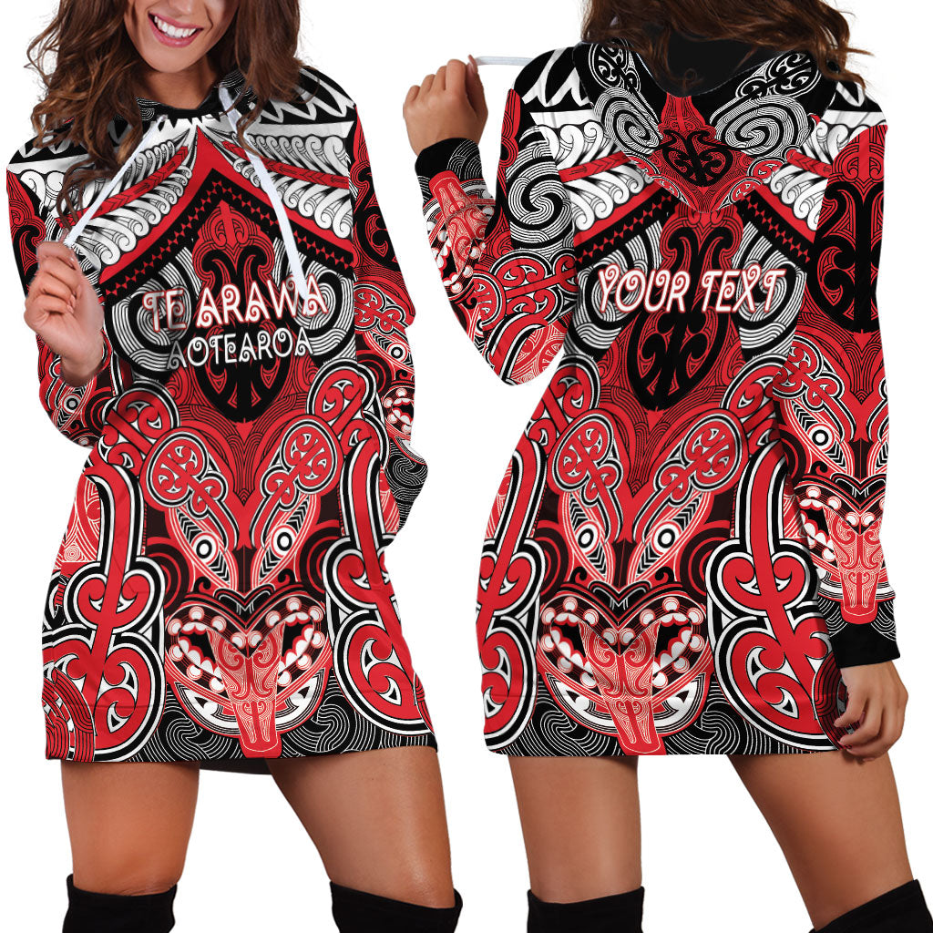 Aotearoa Iwi Te Arawa Personalised Hoodie Dress Maori Kowhaiwhai Pattern LT19 - Polynesian Pride