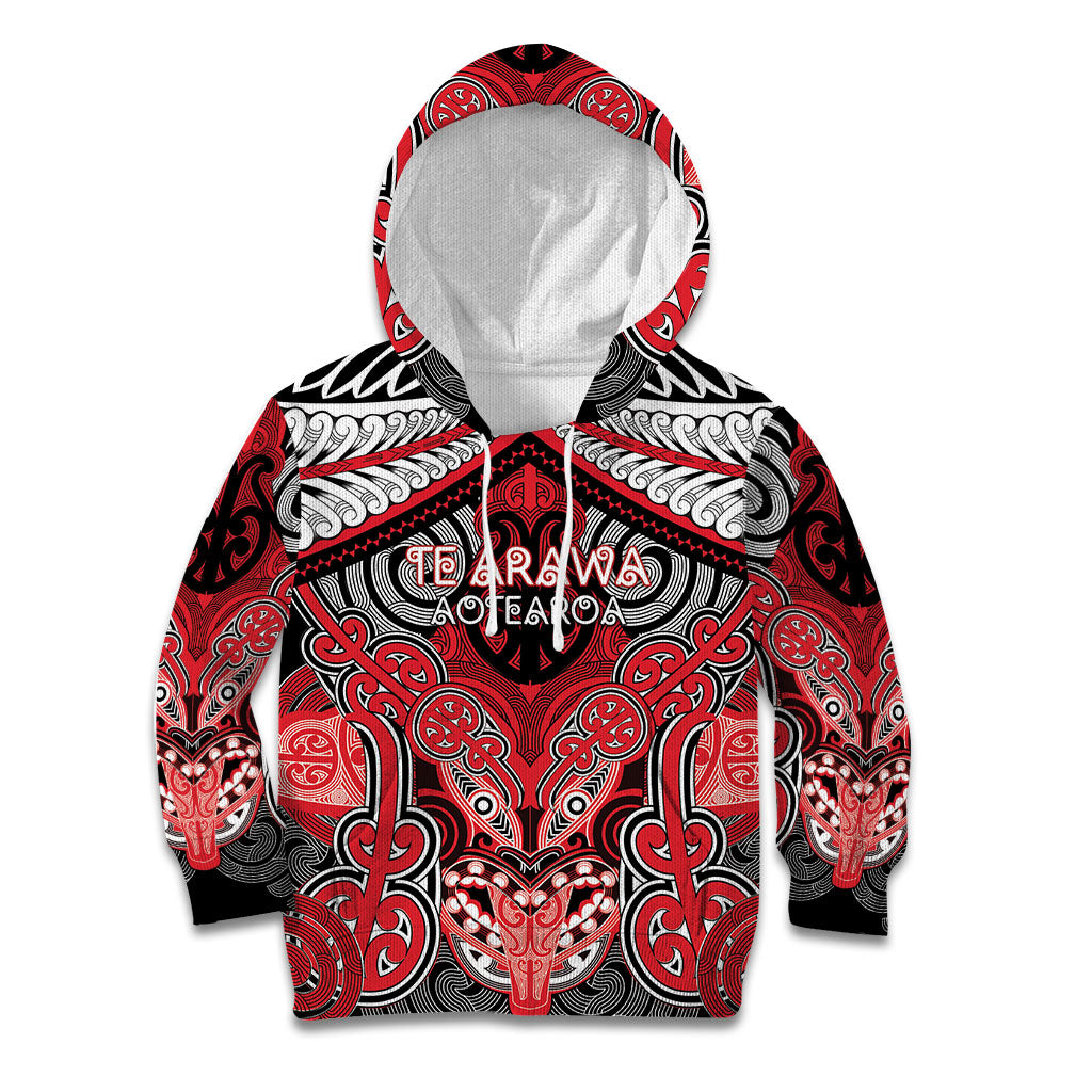 Aotearoa Iwi Te Arawa Personalised Kid Hoodie Maori Kowhaiwhai Pattern LT19 Hoodie Red - Polynesian Pride