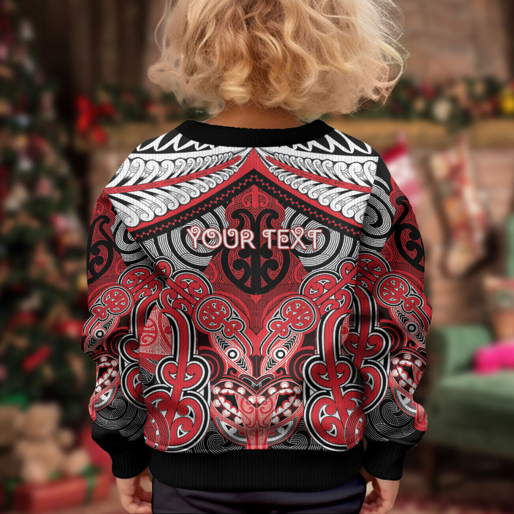 Aotearoa Iwi Te Arawa Personalised Kid Ugly Christmas Sweater Maori Kowhaiwhai Pattern LT19 - Polynesian Pride