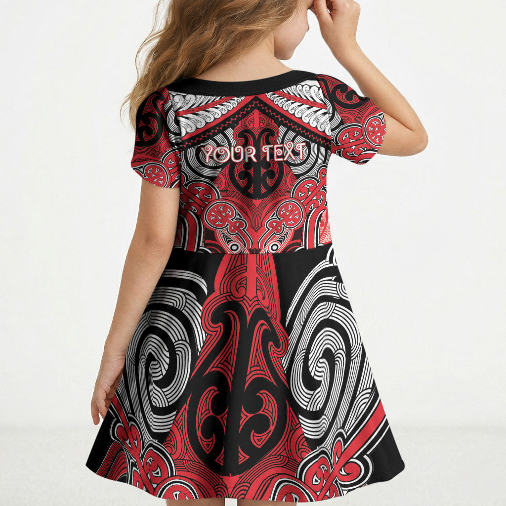 Aotearoa Iwi Te Arawa Personalised Kid Short Sleeve Dress Maori Kowhaiwhai Pattern LT19 - Polynesian Pride