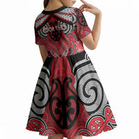 Aotearoa Iwi Te Arawa Personalised Kid Short Sleeve Dress Maori Kowhaiwhai Pattern LT19 - Polynesian Pride