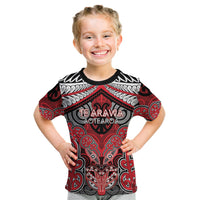 Aotearoa Iwi Te Arawa Personalised Kid T Shirt Maori Kowhaiwhai Pattern LT19 Red - Polynesian Pride