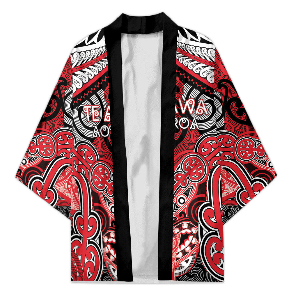 Aotearoa Iwi Te Arawa Personalised Kimono Maori Kowhaiwhai Pattern LT19 Unisex Red - Polynesian Pride