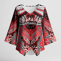 Aotearoa Iwi Te Arawa Personalised Kimono Sleeve Blouse Maori Kowhaiwhai Pattern LT19 Female Red - Polynesian Pride
