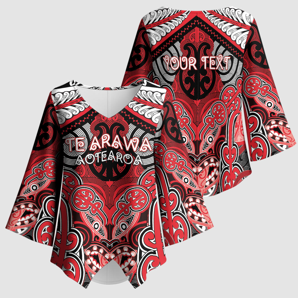 Aotearoa Iwi Te Arawa Personalised Kimono Sleeve Blouse Maori Kowhaiwhai Pattern LT19 - Polynesian Pride