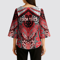 Aotearoa Iwi Te Arawa Personalised Kimono Sleeve Blouse Maori Kowhaiwhai Pattern LT19 - Polynesian Pride