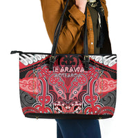 Aotearoa Iwi Te Arawa Leather Tote Bag Maori Kowhaiwhai Pattern LT19 - Polynesian Pride