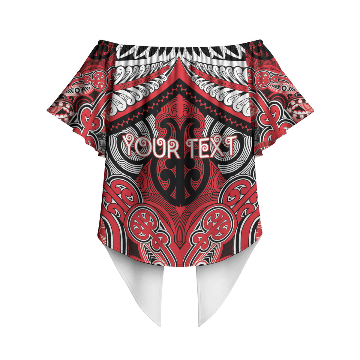 Aotearoa Iwi Te Arawa Personalised Off Shoulder Wrap Waist Top Maori Kowhaiwhai Pattern LT19 - Polynesian Pride