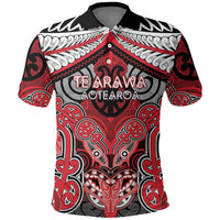 Aotearoa Iwi Te Arawa Personalised Polo Shirt Maori Kowhaiwhai Pattern LT19 Red - Polynesian Pride