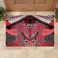 Aotearoa Iwi Te Arawa Rubber Doormat Maori Kowhaiwhai Pattern LT19 Red - Polynesian Pride