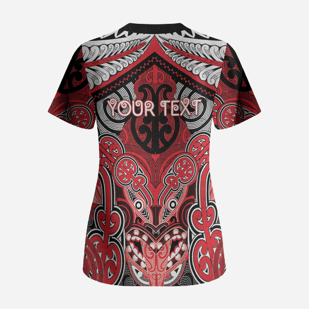 Aotearoa Iwi Te Arawa Personalised Scrub Top Maori Kowhaiwhai Pattern LT19 - Polynesian Pride