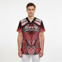 Aotearoa Iwi Te Arawa Personalised Scrub Top Maori Kowhaiwhai Pattern LT19 - Polynesian Pride