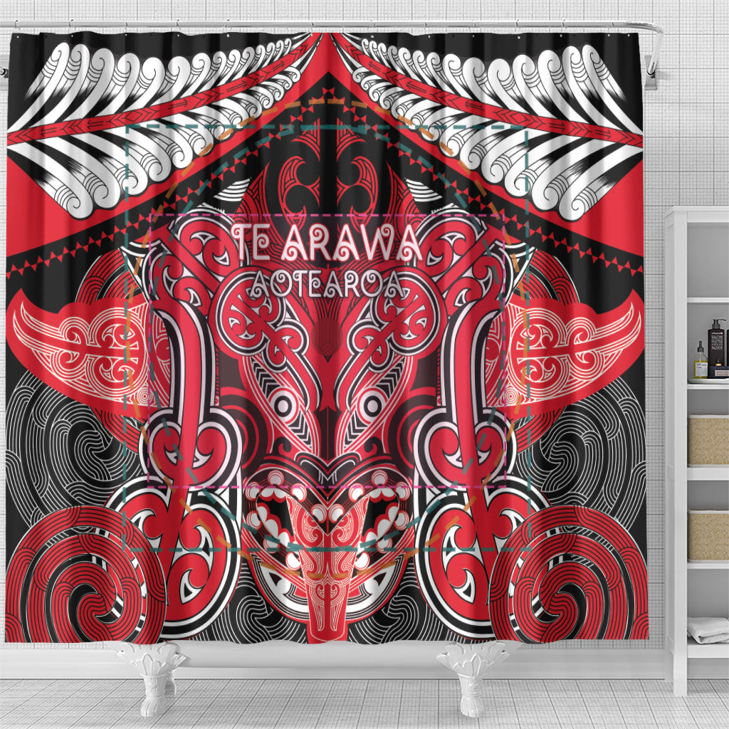 Aotearoa Iwi Te Arawa Shower Curtain Maori Kowhaiwhai Pattern LT19 - Polynesian Pride
