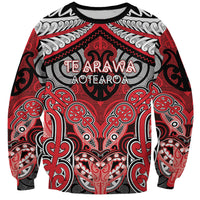 Aotearoa Iwi Te Arawa Personalised Sweatshirt Maori Kowhaiwhai Pattern LT19 Unisex Red - Polynesian Pride