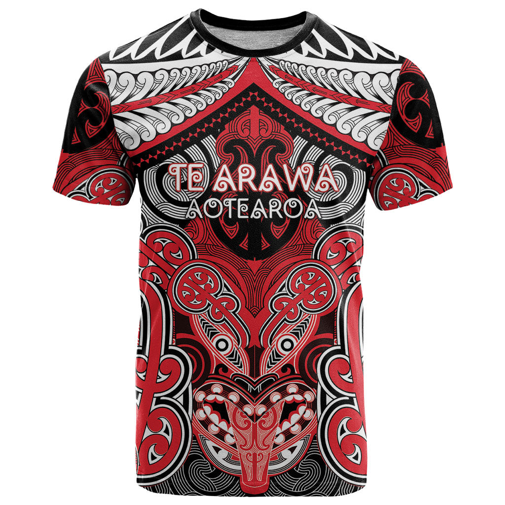 Aotearoa Iwi Te Arawa Personalised T Shirt Maori Kowhaiwhai Pattern LT19 Red - Polynesian Pride